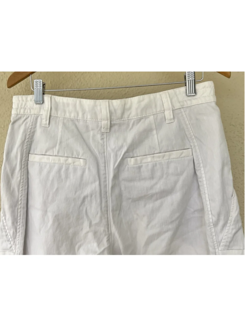 Brunello Cucinelli White Linen Blend Barrel Cargo Pants Tapered Women’s Size 6
